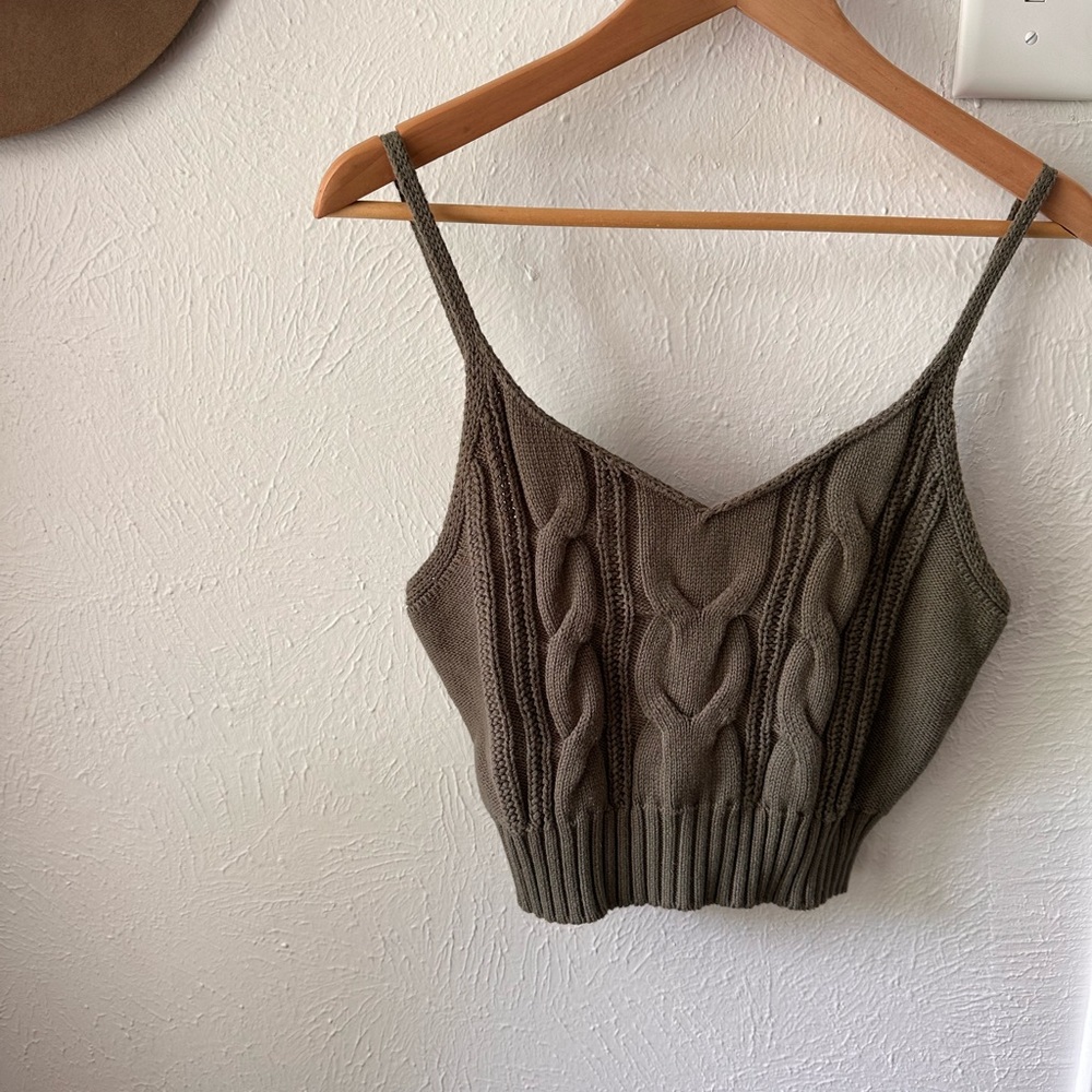 Cropped sweater tank. Olive green. Never worn! Tags on!